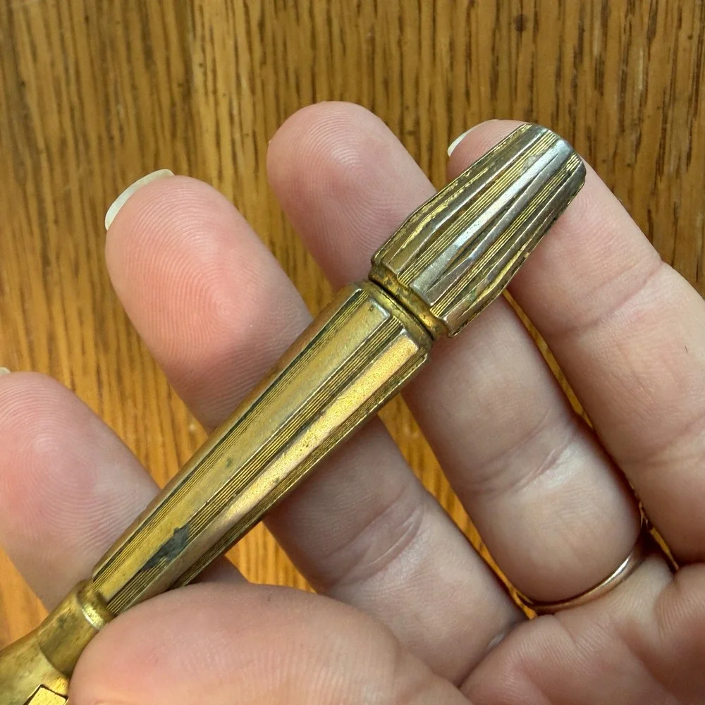 Vintage GEM Micromatic Gold Tone Opening Safety Razor Shaving Tool Retro Shaver
